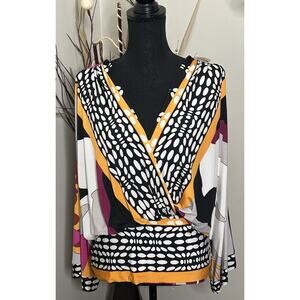 Analili Women's Multicolored Print Blouse Size Medium